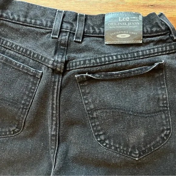 Vintage Lee High Rise Black Mom Jeans Tapered Leg 90s Grunge Size 12 M - Picture 11 of 15